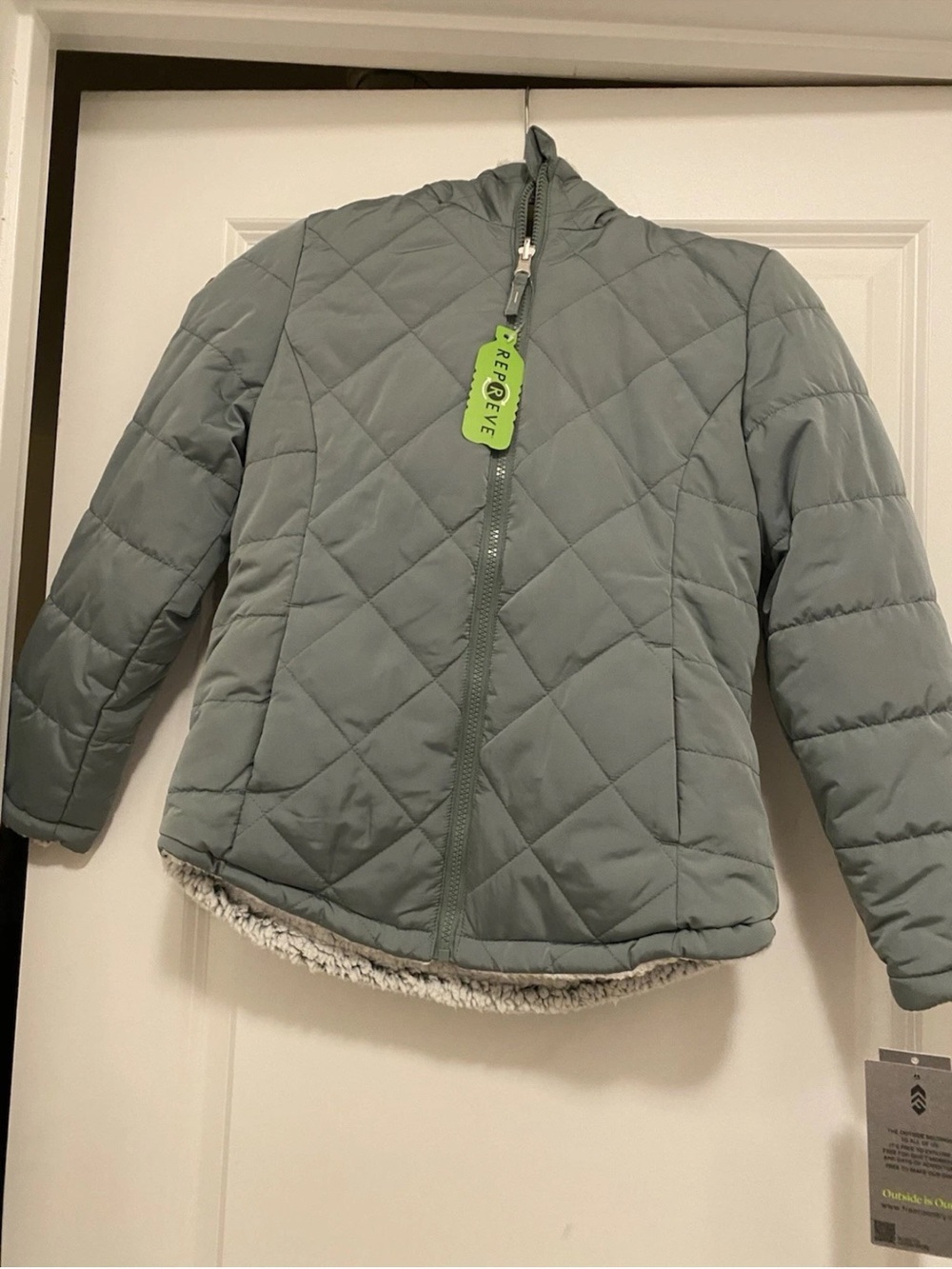 Free Country Girls Reversible Puffer Jacket W/ Hood Sz S 7/8 Meadow NWT